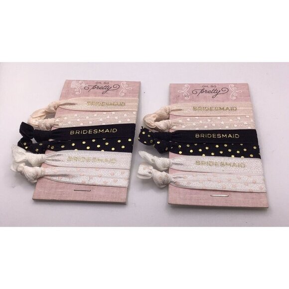 PINK Accessories - Lot Of 2 Oh So Pretty Bridesmaid Hair Ties Pink White Black NIP